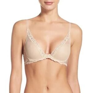 Natori Feathers Contour Plunge Bra 32G Cosmetic NWT